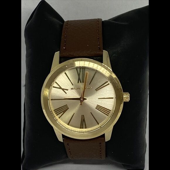 Michael Kors MK3490 Women's Brown Leather Analog Dial Quartz Wrist Watch HK995 - Picture 3 of 12